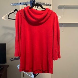 Red, cowl neck 3/4 sleeve XL sweater